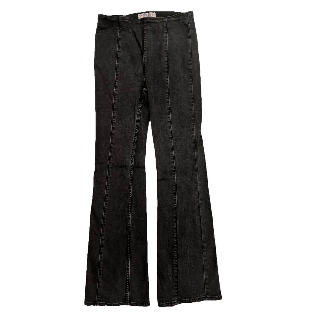 We The Free People Flare Jean Size 26‎ Black Denim Bell Bottom Stretch Pull On